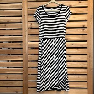 Talbots Black and White Asymmetrical Midi Sundress
